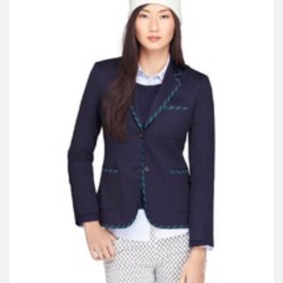 ❌SOLD❌Brooks Brothers Red Fleece Women 2 Button Blazer Green Navy Trim Sz 0 - Picture 2 of 10
